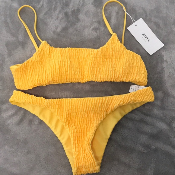 smocked bikini top and bottoms